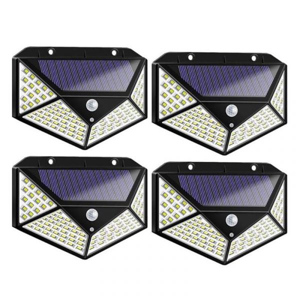 Four-Sided 100 LED Solar Power Wall Lights_5