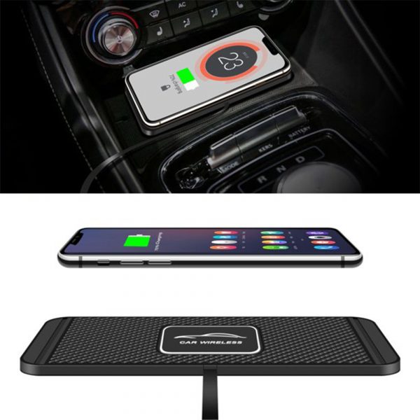 2 In 1 Anti-Slip Silicone Pad Qi-Powered Fast Wireless Charger Car Dashboard_0