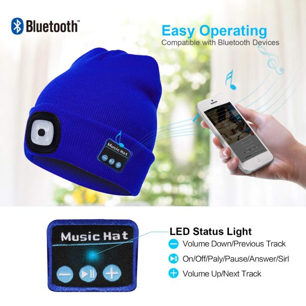 Bluetooth Music Knitted Hat with LED Lamp Cap_2