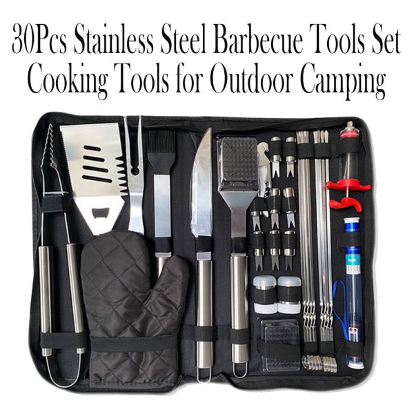 30Pcs Stainless Steel Barbecue Tool Set and Cooking Tools for Outdoor Camping_12
