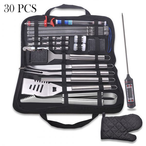 30Pcs Stainless Steel Barbecue Tool Set and Cooking Tools for Outdoor Camping_2
