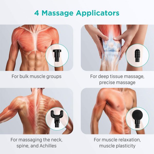 Rechargeable Electric Deep Muscle Tissue Massage Gun with 4 Massage Heads_2