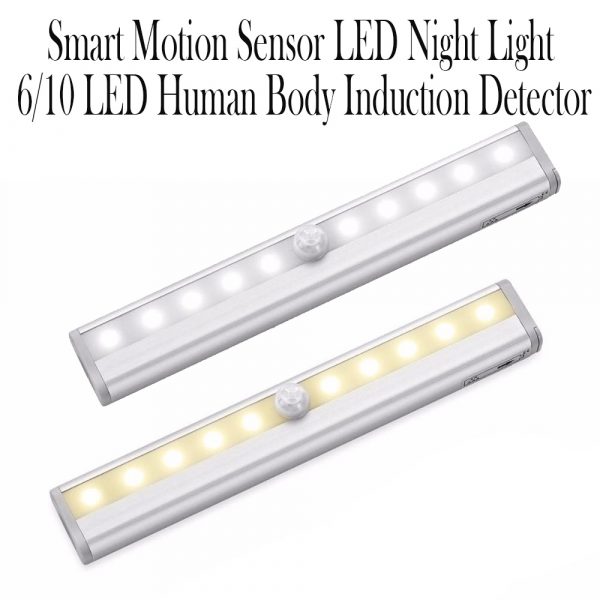 Smart Motion Sensor LED Night Light 6/10 LED Human Body Induction Detector for Home Bed Kitchen Cabinet Wardrobe Wall Lamp_9
