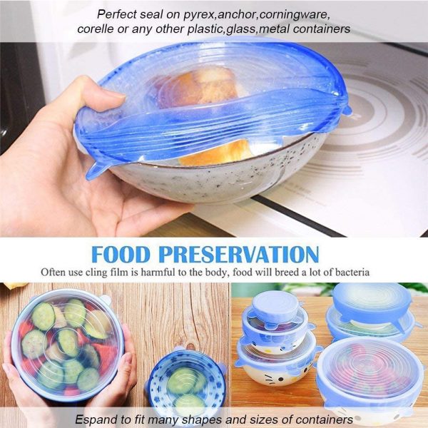 6 Pcs Reusable Universal Silicon Stretch Bowl Lids Kitchen Wrap Silicone Food Wrap Bowl Lid Kitchen Tools_13