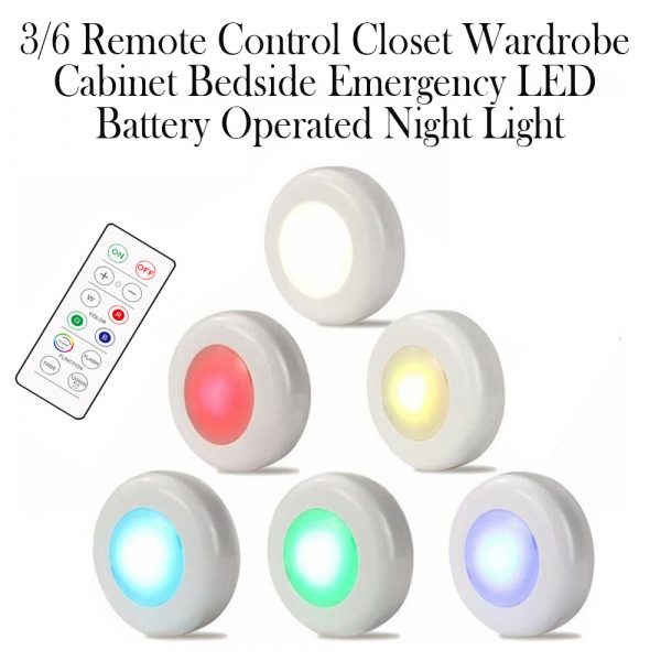 3 Remote Control Closet Wardrobe Cabinet Bedside Emergency LED Battery Operated Night Light_12