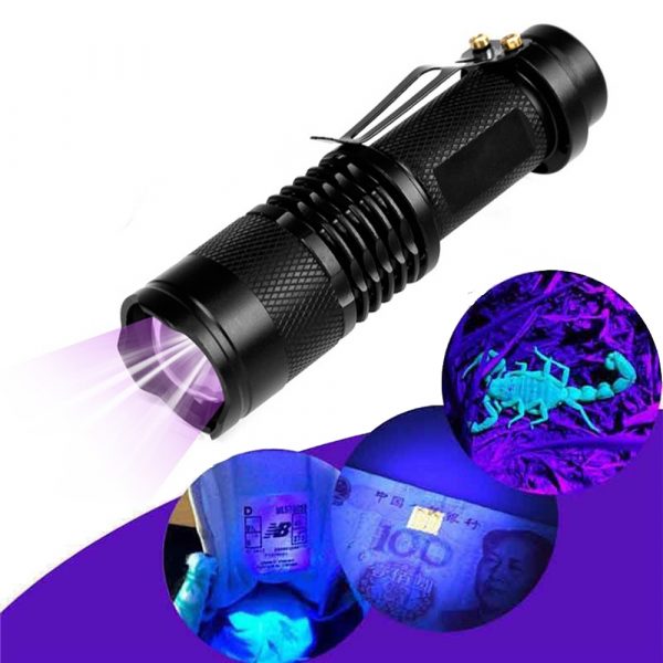 Mini LED UV Flashlight Ultraviolet Flashlight with Zoom Function UV Black Light Fake Bill and Pet Urine Stain Detector_4