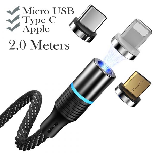 3-in-1 Fast Charging Magnetic Cable Charger for Micro USB, Type C and for Apple Devices iPhone 12 11 Pro XS Max_13