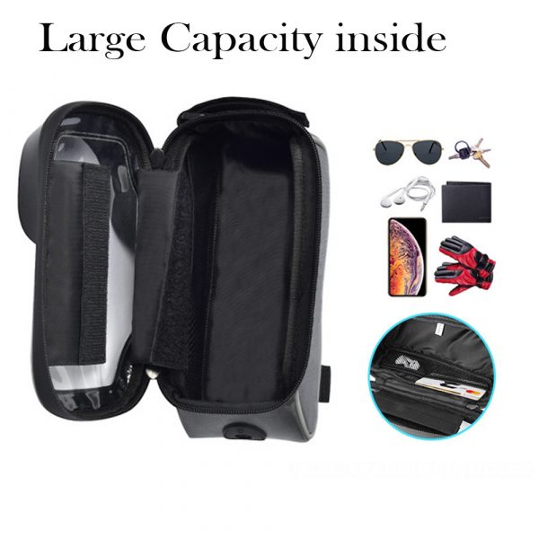 Large Capacity Waterproof Bicycle Phone Mount Bag Phone Case Holder Cycling Top Tube Frame Bag for 6.5 inch Devices_6