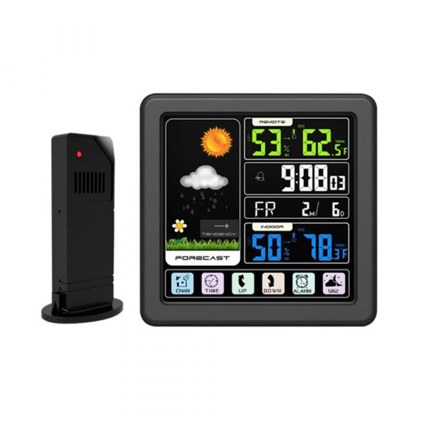 Digital Wireless Multi-Functional Weather Clock Color Screen Creative Home Touch Screen Thermometer Forecast Station Clock_0