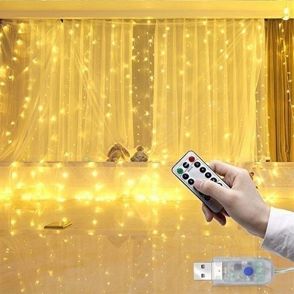 USB Remote Controlled Smart LED Light Curtain with Hook in White, Warm White and Colorful_1