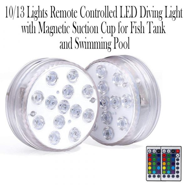 10/13 Lights Remote Controlled LED Diving Light with Magnetic Suction Cup for Fish Tank and Swimming Pool_10