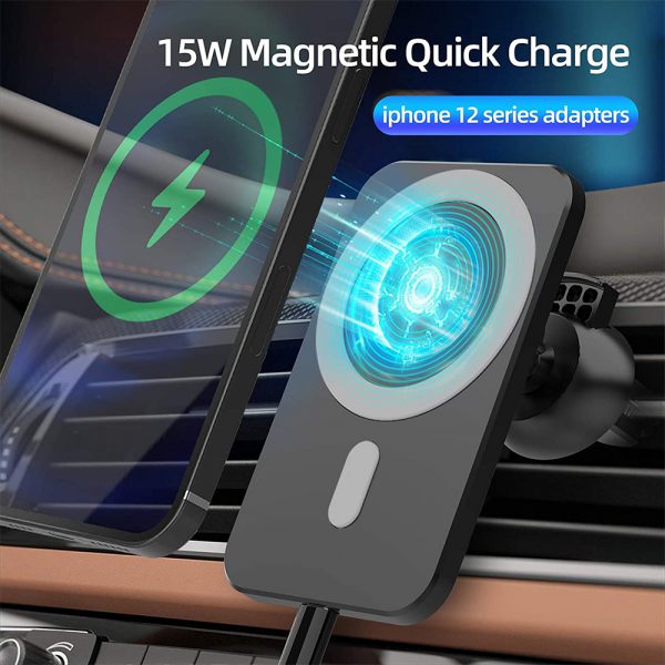 15W Fast Charging Magnetic Wireless Car Charger Stand Holder for QI Phones iPhone 12 Mini Pro Max_17