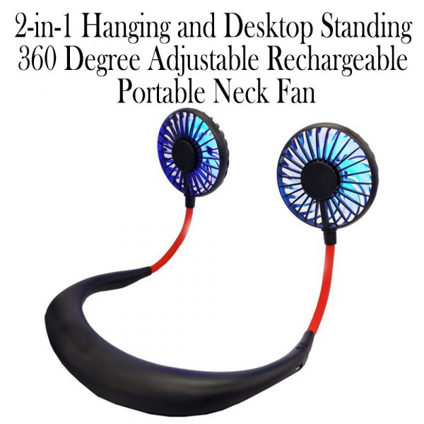 2-in-1 Hanging and Desktop Standing 360 Degree Adjustable Rechargeable Portable Neck Fan_12
