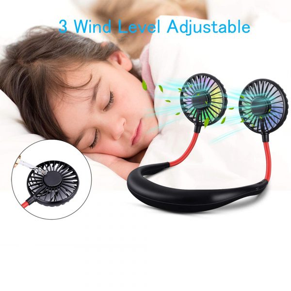 2-in-1 Hanging and Desktop Standing 360 Degree Adjustable Rechargeable Portable Neck Fan_9