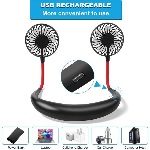 2-in-1 Hanging and Desktop Standing 360 Degree Adjustable Rechargeable Portable Neck Fan_11