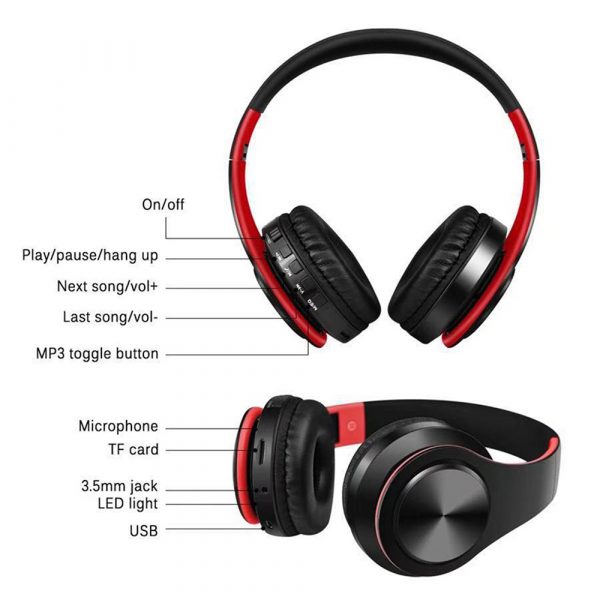 Foldable Wireless Bluetooth Headphones Hands-free Stereo Headset with TF Card Slot_5