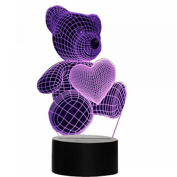 3D Acrylic Teddy Bear 7 Color Night Light Bedside Table Light for Children’s Room Decoration_0