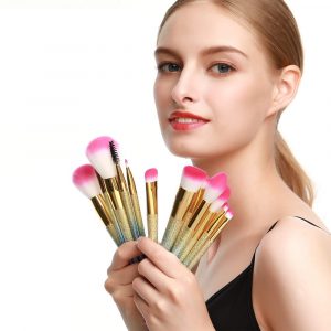 16-pcs Full Sized Cone Shaped Makeup Brush Set for Liquid and Powder Makeup