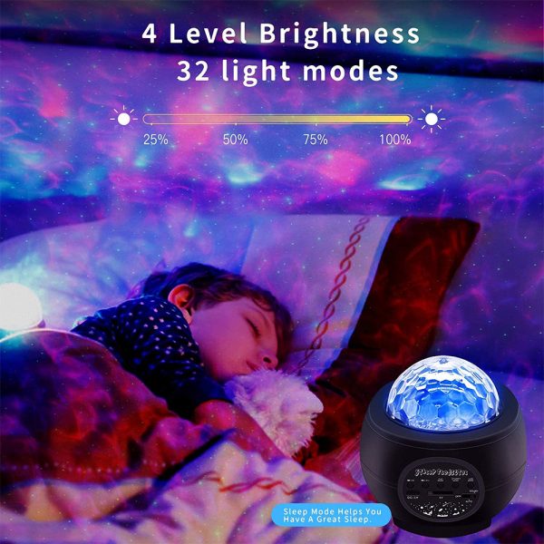 Colorful LED Star Night Light and Rotating Ocean Wave Projector and BT Musical Nebula Lamp_8
