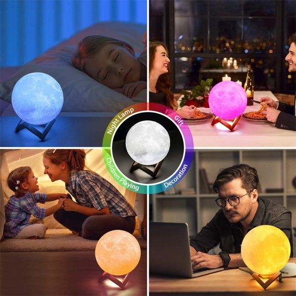 3D Printed Moonlight Lamp in 16 Colors with Remote Control for Bedroom and Home Decoration_12