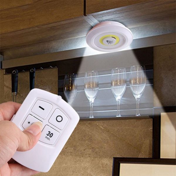 Touch and Remote-Controlled Wireless LED Dimmable Closet Kitchen Wardrobe Puck Lights_1