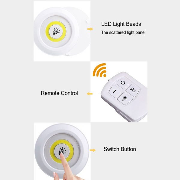 Touch and Remote-Controlled Wireless LED Dimmable Closet Kitchen Wardrobe Puck Lights_10