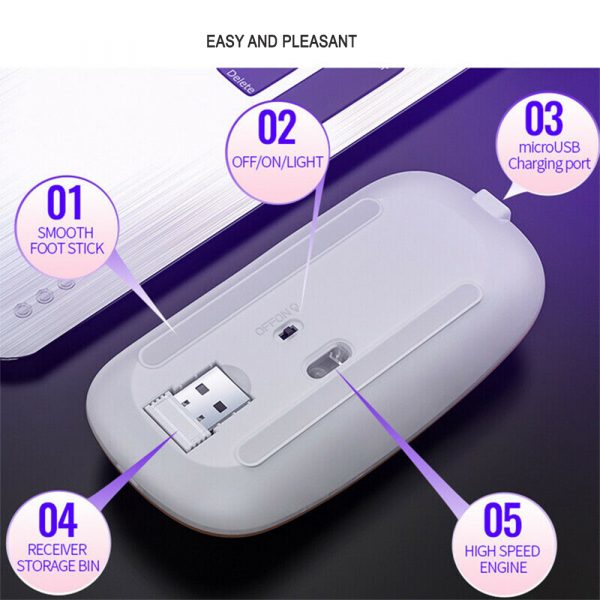 LED Wireless Bluetooth Silent Ergonomic Gaming Mouse_9