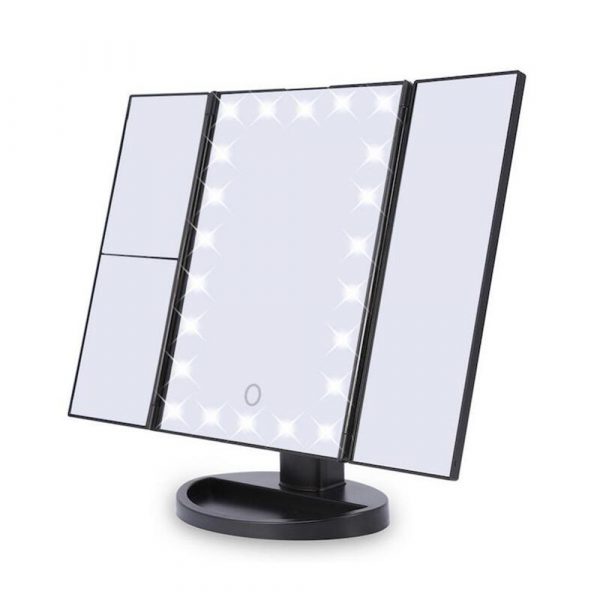 Tri-Fold Makeup Mirror Vanity Mirror with LED Lights_0