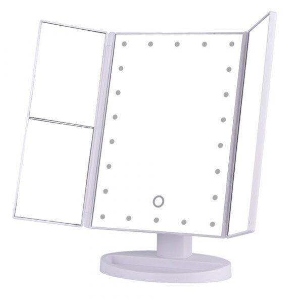Tri-Fold Makeup Mirror Vanity Mirror with LED Lights_1