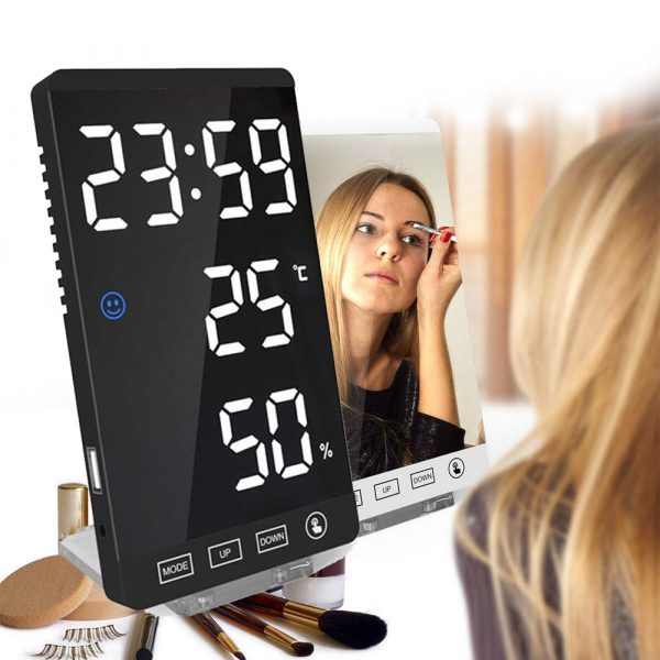 6-inch LED Mirror Touch Button Alarm Clock_2