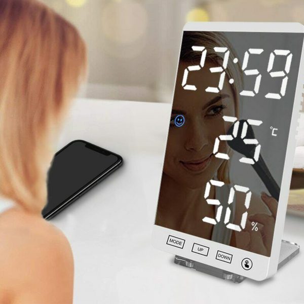 6-inch LED Mirror Touch Button Alarm Clock_3