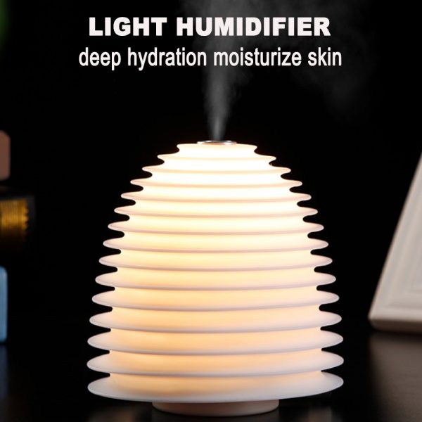 USB Interface Round LED Bedside Night Light Humidifier and Diffuser_3