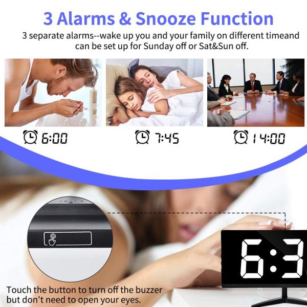 Frameless Touch Control Digital Alarm Clock with Temperature Display_7