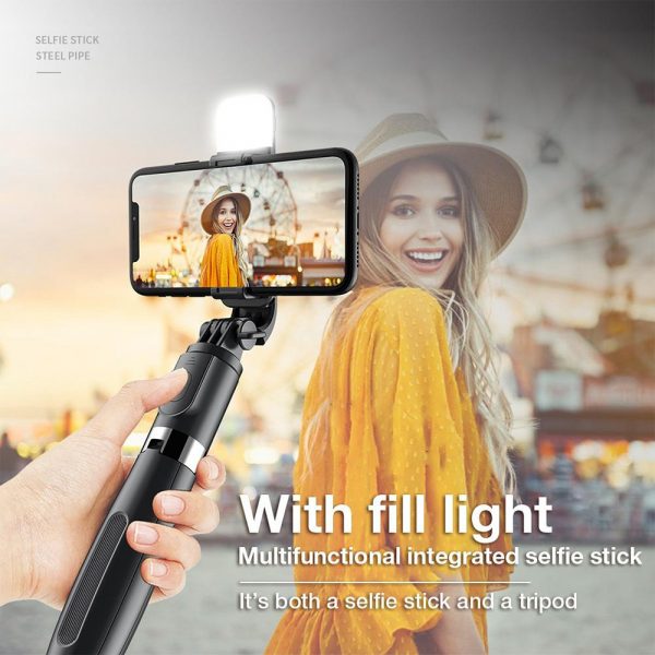 2-in-1 Foldable Monopod and Tripod with Remote Control Shutter Fill Light_4