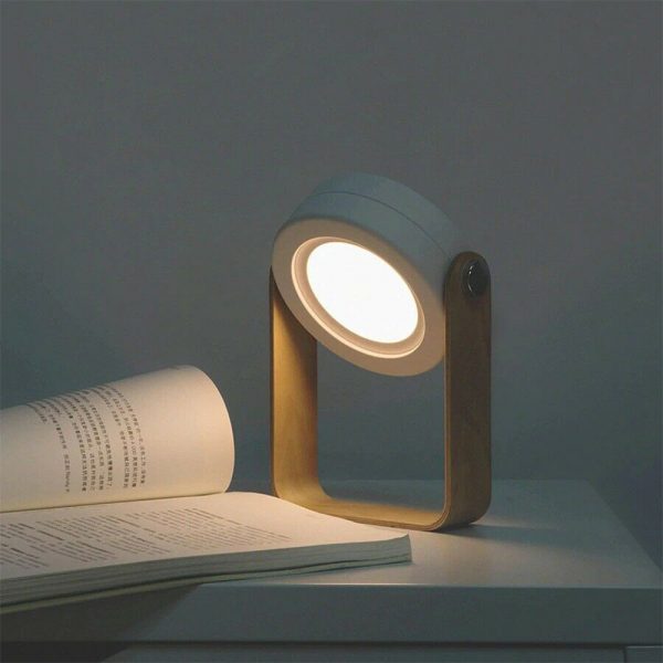 USB Rechargeable LED Retractable Folding Lamp Portable Wooden Night Light_3
