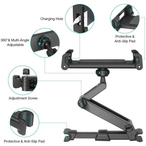 Universal Adjustable Angle Car Headrest Mobile Phone and Device Holder_7