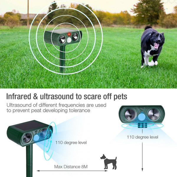 Ultrasonic Solar Powered Motion Sensor Pest Deterrent Pest Repellant_9