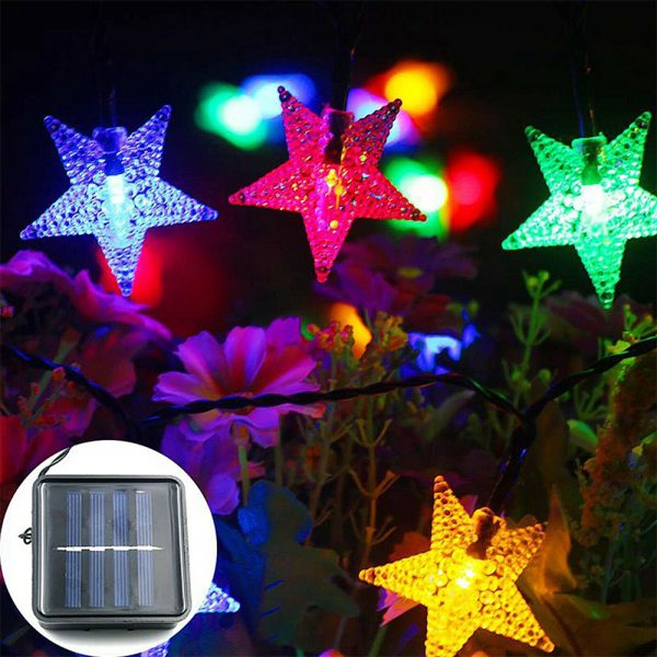Solar-Powered LED 5-point Star String Lights Outdoor Decorative Lights_7