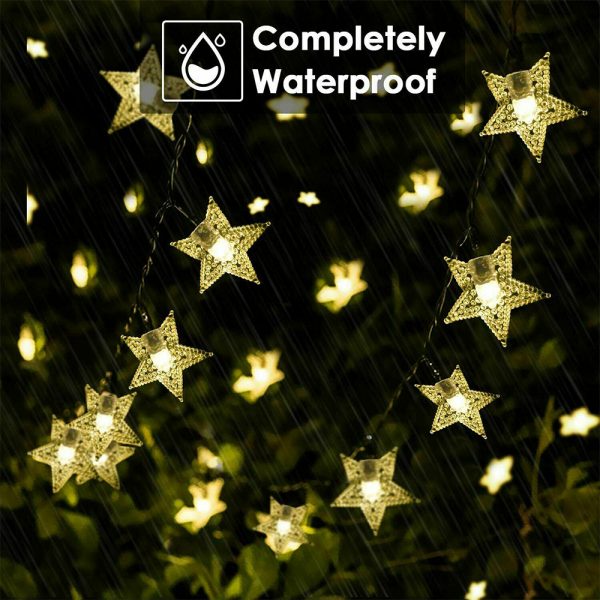 Solar-Powered LED 5-point Star String Lights Outdoor Decorative Lights_13