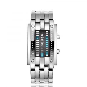 Creative Binary Watch LED Digital Display Buckle Type Lock Wristwatch