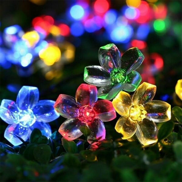 Solar Powered Flower String Lights Cherry Blossom Sakura Fairy Lights_19