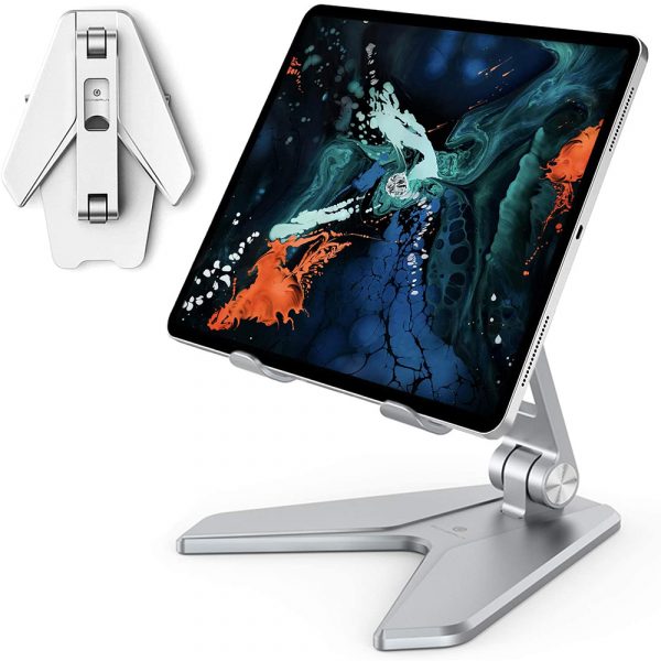 Metal Foldable Tablet Tabletop Vertical Stand with Adjustable Angle_2