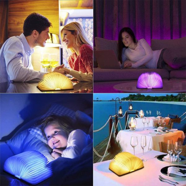 USB Rechargeable 3 Colors 3D Creative Foldable LED Book Night Light_6