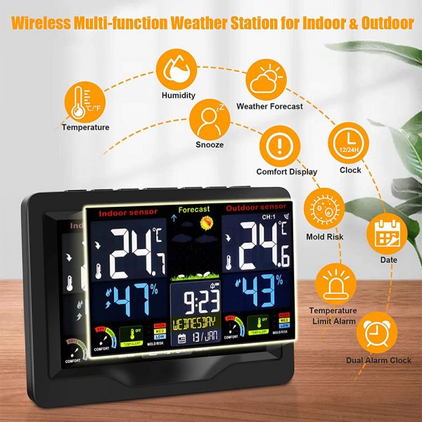 Wireless Thermometer and Humidity Monitor with LCD Color Display_4