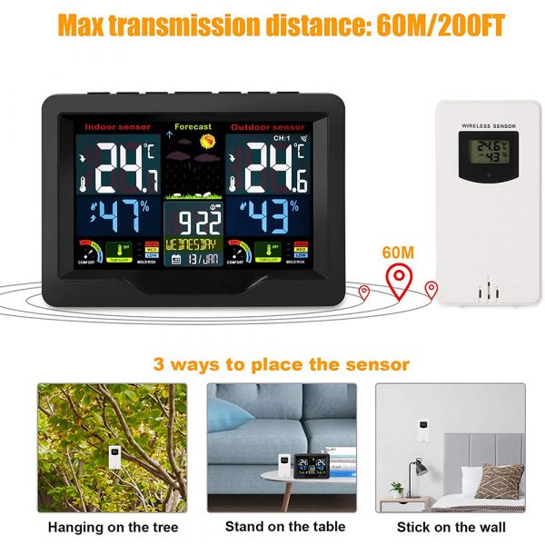 Wireless Thermometer and Humidity Monitor with LCD Color Display_6