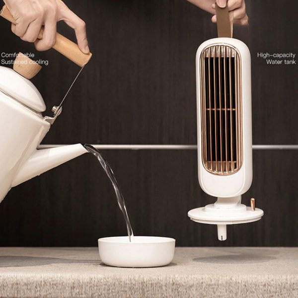 Retro Humidification Silent Wireless USB Rechargeable Tower Fan_6