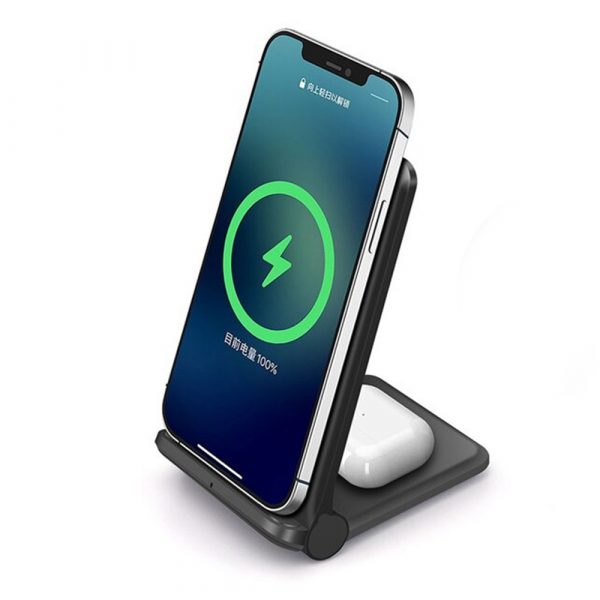 2-in-1 Foldable QI Enabled Wireless Charger Fast Charging Dock_0