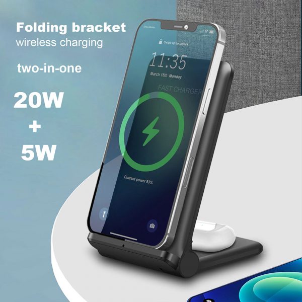 2-in-1 Foldable QI Enabled Wireless Charger Fast Charging Dock_4