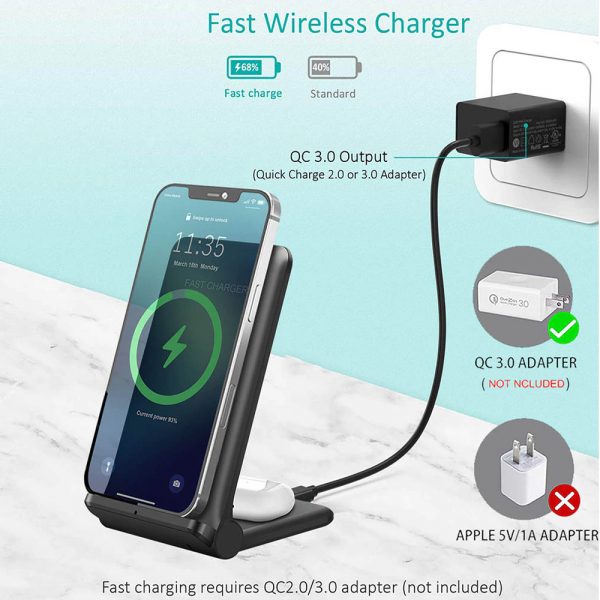 2-in-1 Foldable QI Enabled Wireless Charger Fast Charging Dock_9