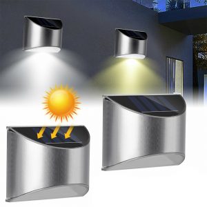 2 Packs Solar Powered Outdoor Wall Lamp Garden Step Light